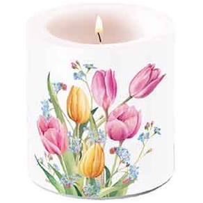 Stumpenkerze AMBIENTE Tulpis, bunt, Ø7,5 cm, 9 cm Höhe