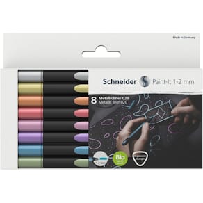 Metallmarker Schneider Paint-It 020, 8 Farben, 1–2 mm, Kartonetui