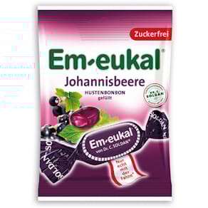 Hustenbonbons Em‑eukal Johannisbeere, zuckerfrei, gefüllt