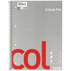 Kollegieblok Bantex linjeret A4, hvidt papir, 10 stk