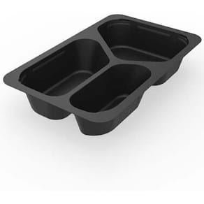 Plastbakke Duni 3-rums 1090 ml, PP sort, 225 stk