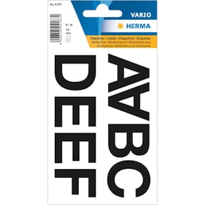 Buchstabenetiketten HERMA A-N, Folie, schwarz, 16 Stück