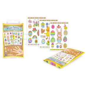 Glitzer-Tattoos TOMMY & FRIDA, Oster-Motive, 3 Blatt, 8 x 5,5 cm