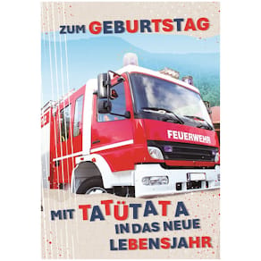 Geburtstagskarte KOMMA³ Feuerwehr, inkl. Umschlag, 11,5 x 16,5 cm