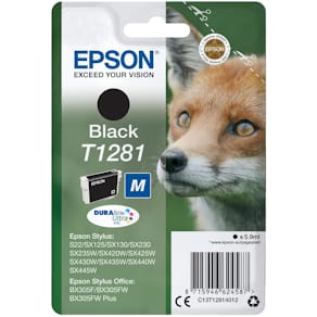 Inktcartridge Epson T1281, 170 pagina's, OEM C13T12814012, zwart