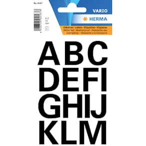 Buchstabenetiketten HERMA A-Z, Folie, schwarz, 28 Stück