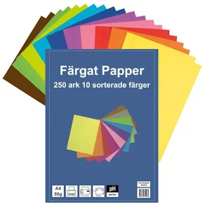 Kopieringspapper 10 färger A4, 80g, 250 ark