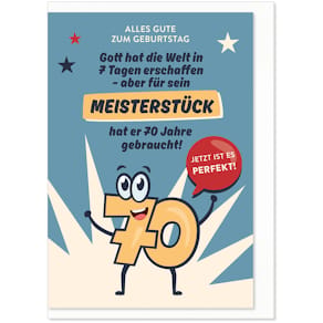 Humorkarte KOMMA³, Geburtstag, Zahl 70