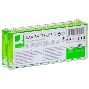 Batterien Q-CONNECT, AAA/LR03, 20 St., Nordic Swan, grün