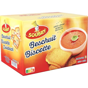 Beschuiten Soubry, per 2 verpakt, doos van 208 stuks