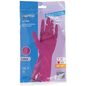 Rengøringshandsker latex M, 12 par