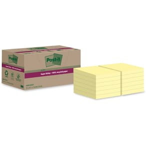 Notes Post-it Recycled gul 48 x 48 mm, 100% PEFC, pk/12