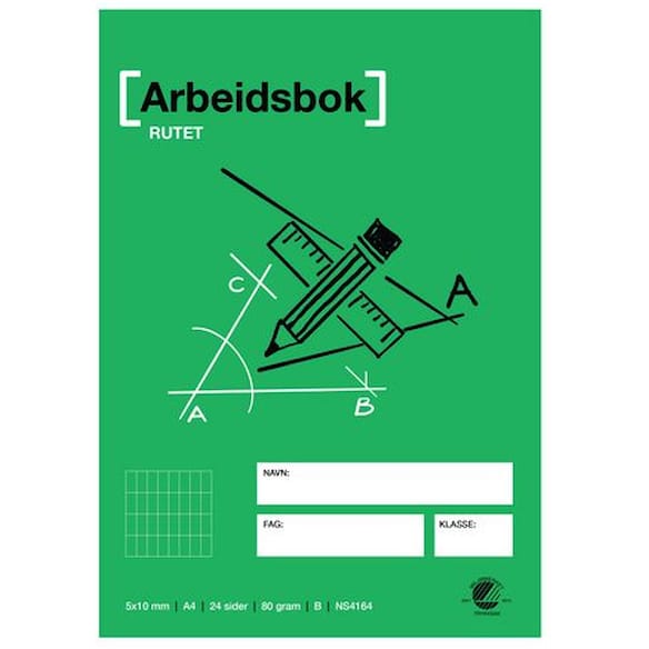 Arbeidsbok A4 80g 5x10 rutet 20st