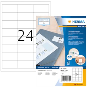 Inkjetetiketten HERMA, 66x33,8 mm, weiß, 80 Blatt