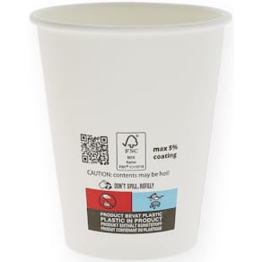 Kartonnen beker Conpax, 237 ml, Ø 80 mm, wit, doos van 1000