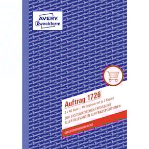 Auftragsbuch Avery Zweckform 1726, A5, 3x40 Blatt, SD