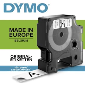 Labeltape DYMO D1 sort på hvid, 5 ruller