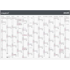 Vægkalender Mayland 2026 1x13 mdr, hvid, FSC, 1 stk