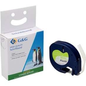 Schriftband G&G für Dymo 91221, 12 mm x 4 m, schwarz/weiß