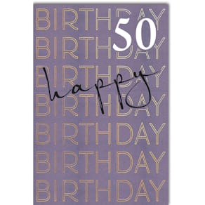 Geburtstagskarte Noname Jumbo, Zahl 50, geprägt, bunt, inkl. Ums