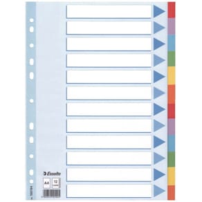 Faneblade Esselte A4, assorterede farver, 10 sæt