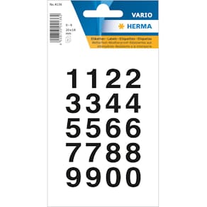 Etiketten HERMA Zahlen-Etiketten 0-9, schwarz, 40 St.