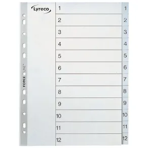 Plastregister LYRECO A4 PP 1-12 grå