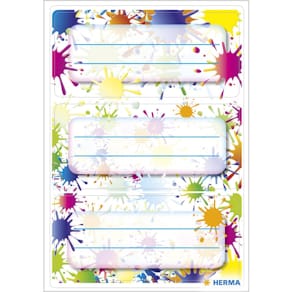 Schuletiketten HERMA Farbkleckse, 9 Stück, bunt