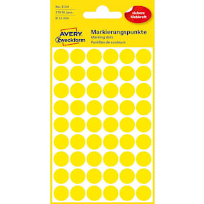 Färgkodningsprick AVERY Ø12mm gul 270/fp