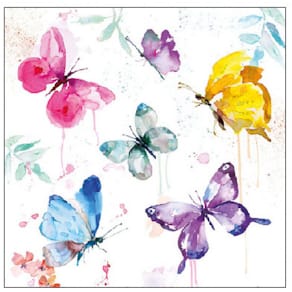 Serviette AMBIENTE Schmetterlinge, 25x25 cm, weiß, 20 Stück