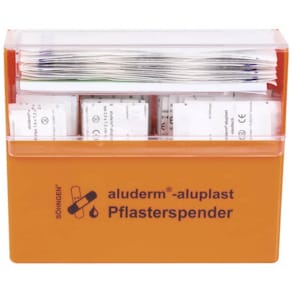 Pflasterspender aluderm+silber, gefüllt, orange, 115-teilig
