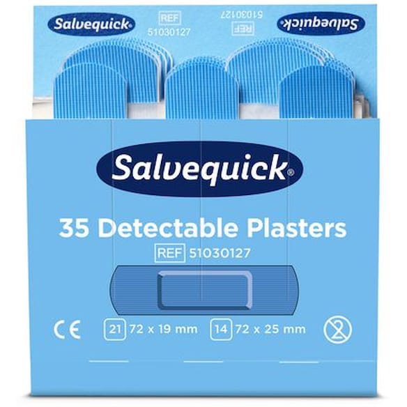 Plaster SALVEQUICK detectable blå (6x35)