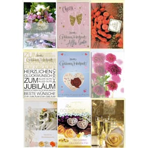 Glückwunschkarte Apollo Goldene Hochzeit, 10 Motive sortiert
