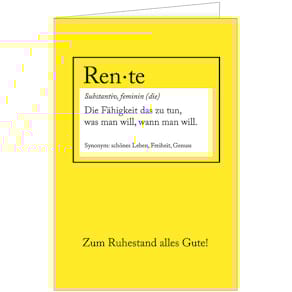Glückwunschkarte Ruhestand, 11,5 x 17 cm, ohne Plastik