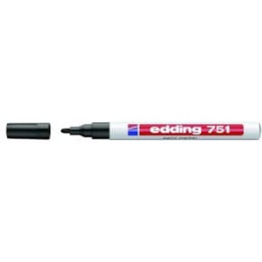 Lakmarker edding 751 1-2 mm rund spids, sort, 10 stk