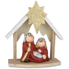 Krippe Keramik/Holz, rot, 140 x 150 x 60 cm