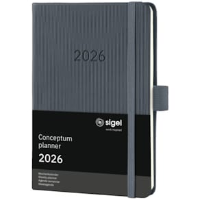 Buchkalender Sigel Conceptum, A6, 2026, dunkelgrau