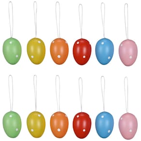 Osteranhänger Ei, 12 St., Kunststoff, bunt sortiert