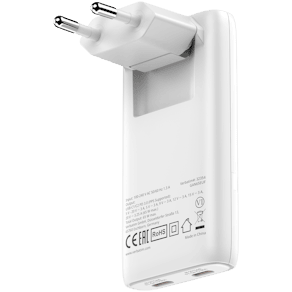 VERBATIM Fold 'n' Go GaN Charger 65W EU 2xUSB-C, White