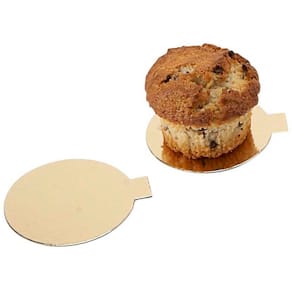 Kagepap, Rund Ø 80mm kraft/PE, guld, pakke a 200 stk