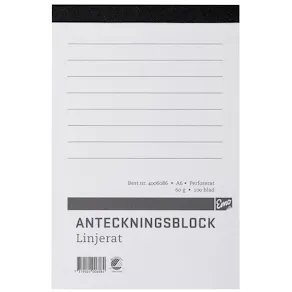 Perforerade Block A6, linjerat, 100bl