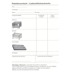 Palettenschein-Block RNK, A5 hoch