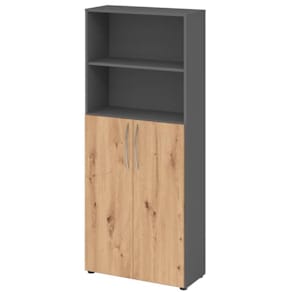 Flügeltürenschrank HAMMERBACHER V4770, Graphit/Asteiche, 80x34,6x