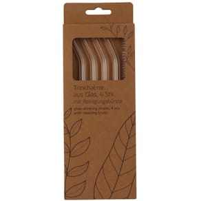 Trinkhalm Noname, Glas, 4er Set, transparent, 20 cm