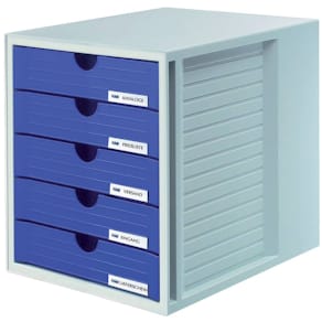 Schubladenbox HAN SYSTEMBOX, 5 Schubladen, grau/blau