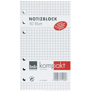 Ersatznotizblock BSB, A5, 50 Blatt, kariert