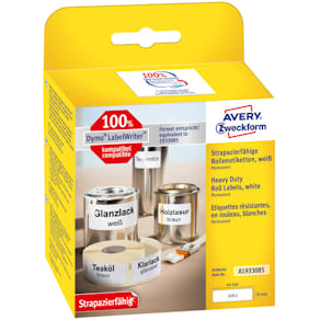 Etiketten Avery Zweckform, 19x64 mm, weiß, 450 Stück, auf Rolle