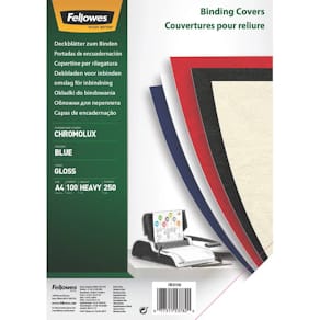 Einbanddeckel FELLOWES Chromolux, A4, blau, 250 g/m², 100 Stück