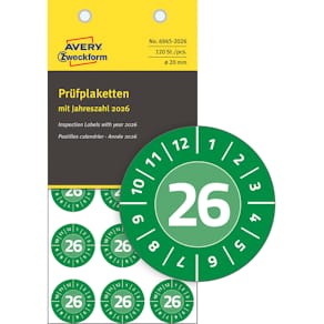 Inspektionsetiketter Avery 20x20 mm, grøn, 8 ark (15/ark)