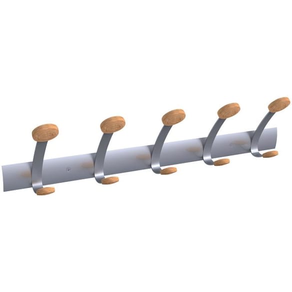 Klesknagg ALBA 5 kroker 75cm tre/metall